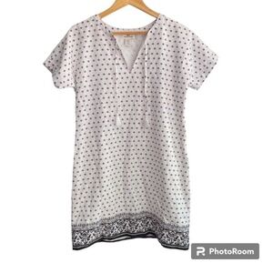 Vineyard Vines Linen Cotton Short Sleeve Dress Size 4 White/Black
